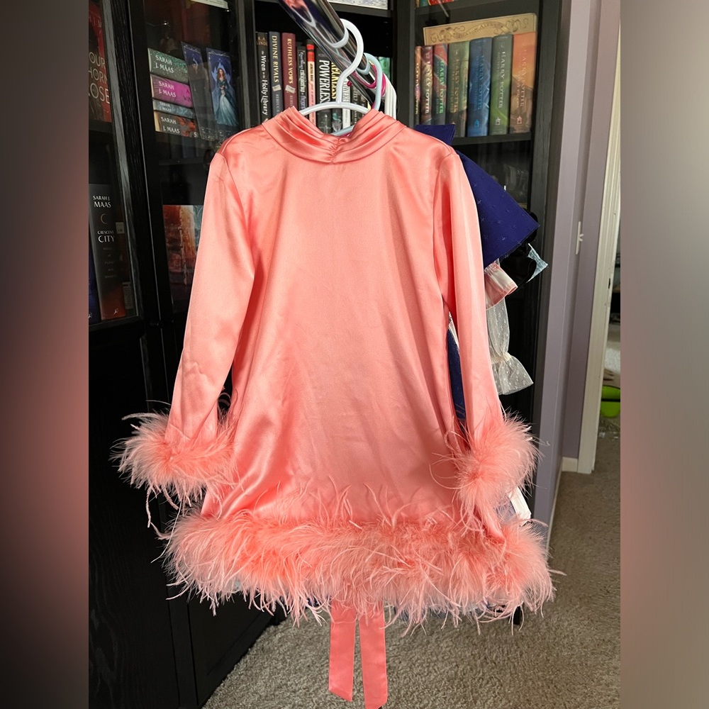 Ivy City Co. Coral Dress with feathers. Size 3T